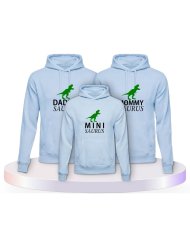 Familienlook Hoodies mit Daddy Mommy Mini Baby Saurus | Paarpulli