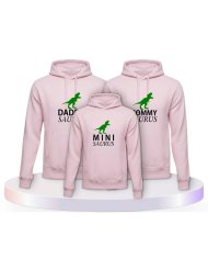 Familienlook Hoodies mit Daddy Mommy Mini Baby Saurus | Paarpulli