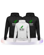 Familienlook Hoodies mit Daddy Mommy Mini Baby Saurus | Paarpulli