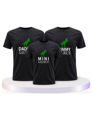 Daddy Mommy Mini Baby Saurus Familienset T-Shirts | Paarpulli