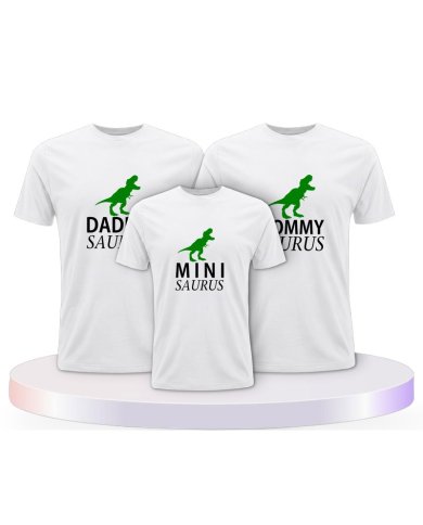 Daddy Mommy Mini Baby Saurus Familienset T-Shirts | Paarpulli