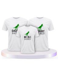 Daddy Mommy Mini Baby Saurus Familienset T-Shirts | Paarpulli