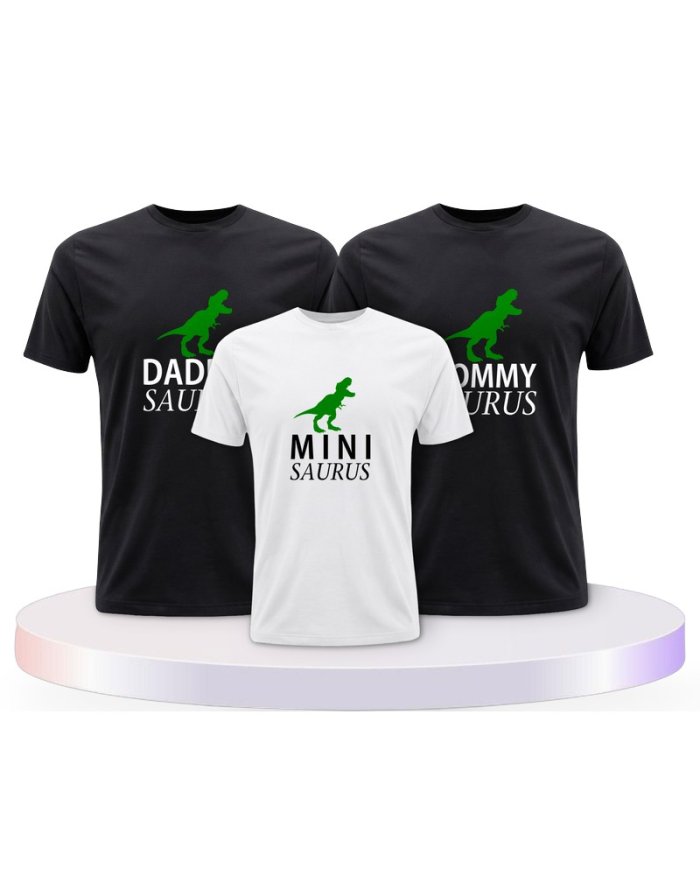 Daddy Mommy Mini Baby Saurus Familienset T-Shirts | Paarpulli