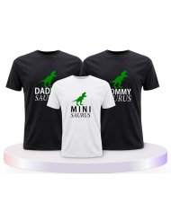Daddy Mommy Mini Baby Saurus Familienset T-Shirts | Paarpulli