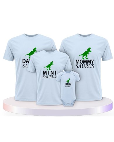 Familienlook T-Shirts mit Daddy Mommy Mini Baby Saurus | Paarpulli