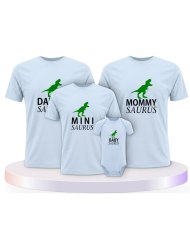 Familienlook T-Shirts mit Daddy Mommy Mini Baby Saurus | Paarpulli