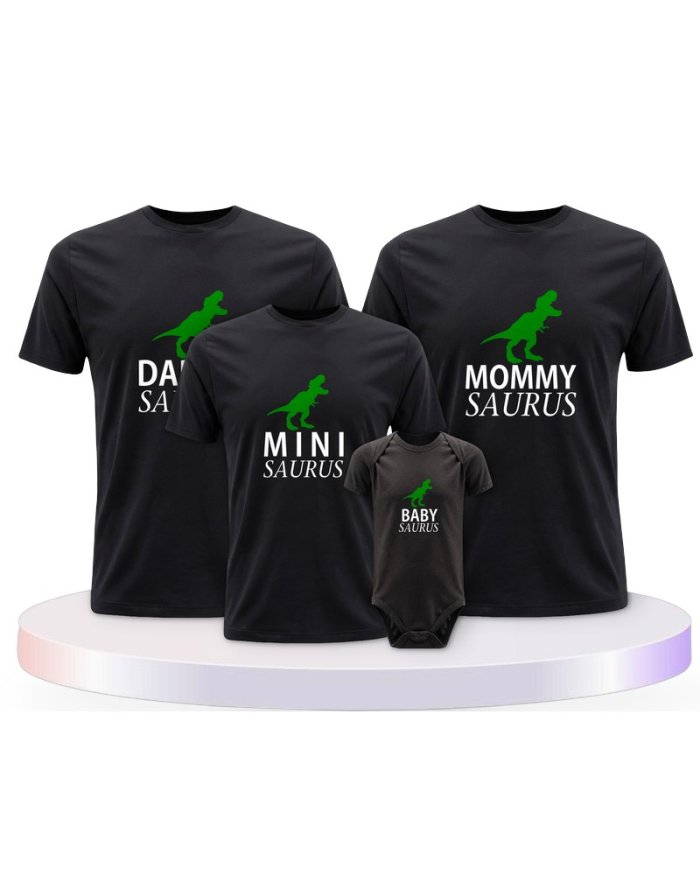 Familienlook T-Shirts mit Daddy Mommy Mini Baby Saurus | Paarpulli