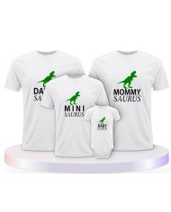 Familienlook T-Shirts mit Daddy Mommy Mini Baby Saurus | Paarpulli