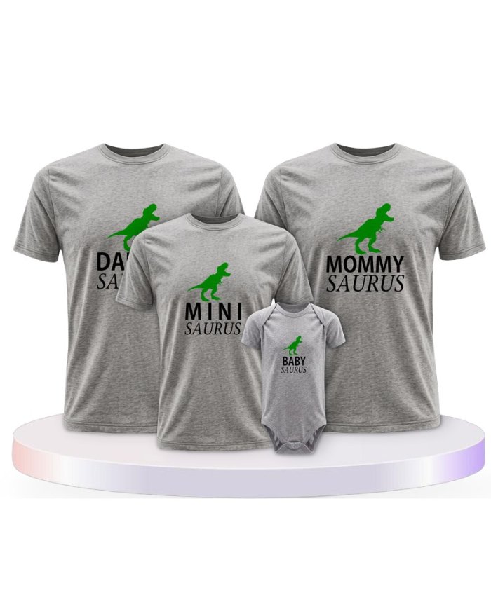 Familienlook T-Shirts mit Daddy Mommy Mini Baby Saurus | Paarpulli