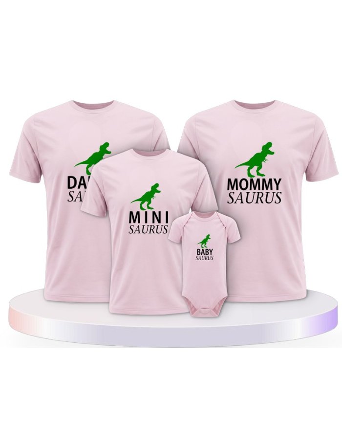 Familienlook T-Shirts mit Daddy Mommy Mini Baby Saurus | Paarpulli