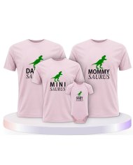 Familienlook T-Shirts mit Daddy Mommy Mini Baby Saurus | Paarpulli
