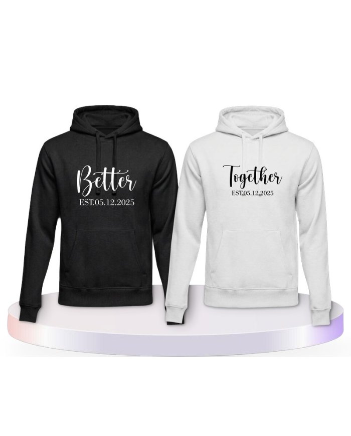 Better Together mit Wunschdatum Personalisiert Partner Hoodies |.