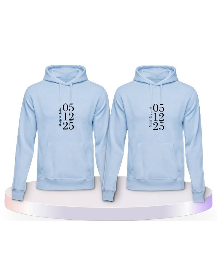 Gemeinsamer Look: Wunschname und Datum Hoodies | Paarpulli