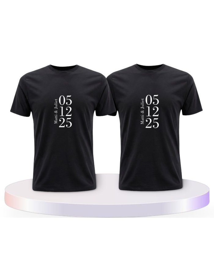 Wunschname und Datum Couple T-Shirts kaufen | Paarpulli