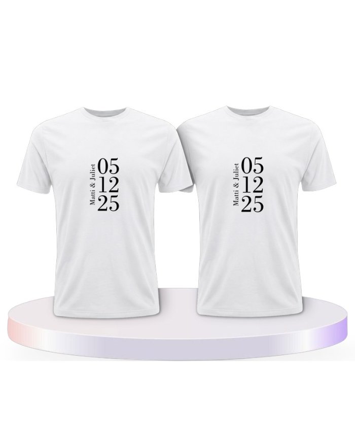 Wunschname und Datum Couple T-Shirts kaufen | Paarpulli