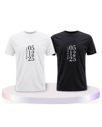 Wunschname und Datum Couple T-Shirts kaufen | Paarpulli