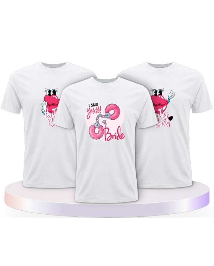Handcuffs Bride & Bride's Babes Braut Partner T-Shirts | Paarpulli
