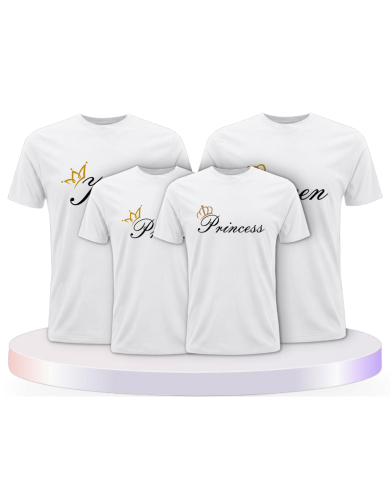 King Queen und Prince oder Princess Familienset T-Shirts | Paarpulli