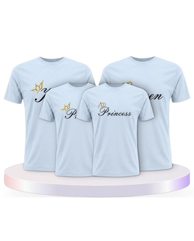 King Queen und Prince oder Princess Familienset T-Shirts | Paarpulli
