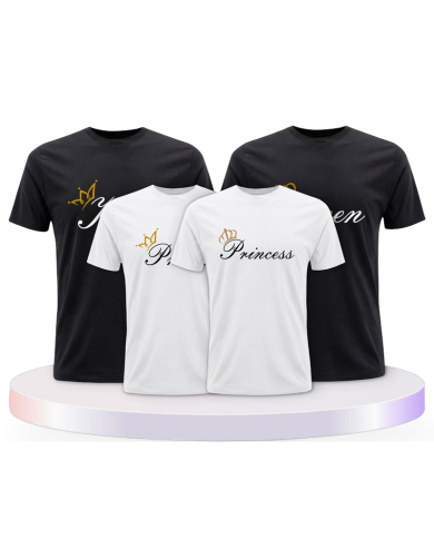 King Queen und Prince oder Princess Familienset T-Shirts | Paarpulli