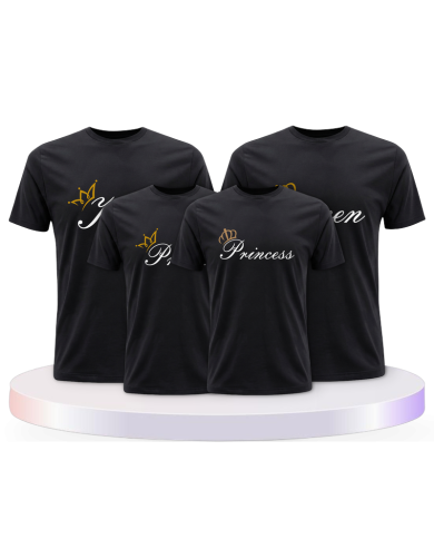 King Queen und Prince oder Princess Familienset T-Shirts | Paarpulli
