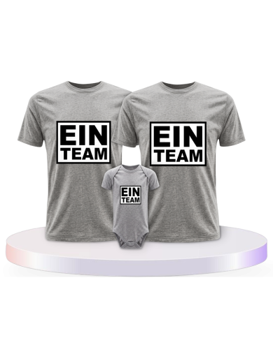 Familienlook T-Shirts mit Ein Team + | Paarpulli