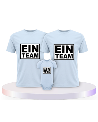 Familienlook T-Shirts mit Ein Team + | Paarpulli