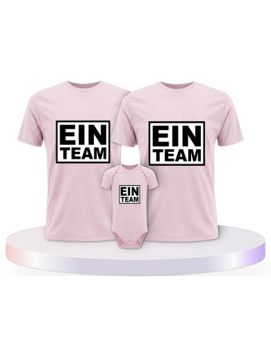 Familienlook T-Shirts mit Ein Team + | Paarpulli