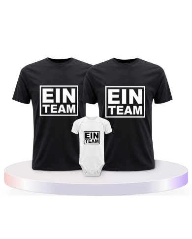 Familienlook T-Shirts mit Ein Team + | Paarpulli