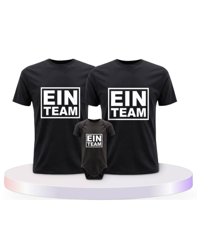 Familienlook T-Shirts mit Ein Team + | Paarpulli