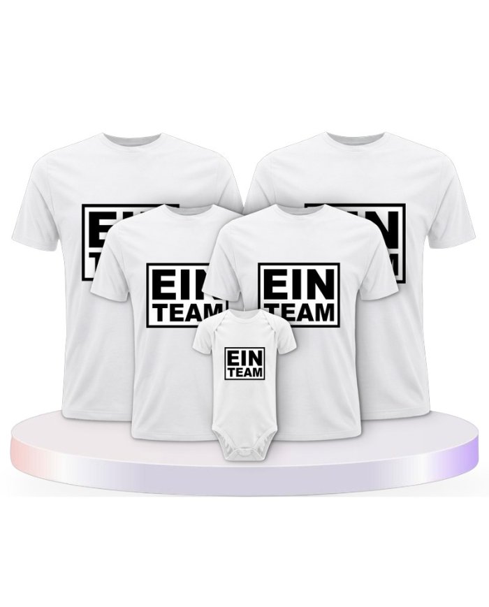 Ein Team Familienset T-Shirts mit Babybody | Paarpulli