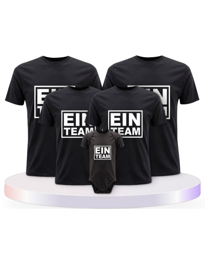 Ein Team Familienset T-Shirts mit Babybody | Paarpulli
