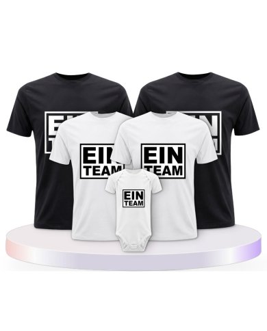 Ein Team Familienset T-Shirts mit Babybody | Paarpulli