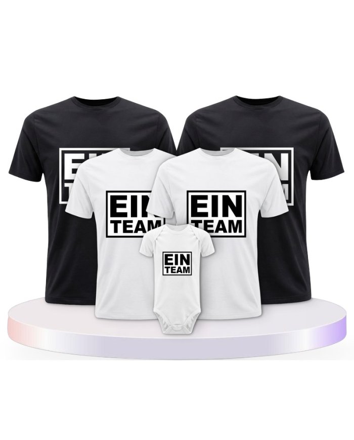 Ein Team Familienset T-Shirts mit Babybody | Paarpulli