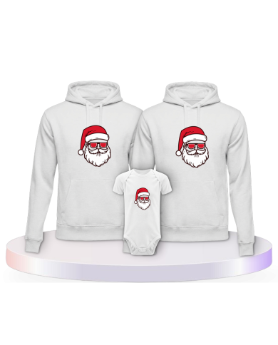 Familienlook Hoodies mit Weihnachtsmann Cool Christmas | Paarpulli