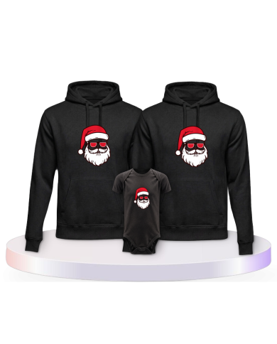 Familienlook Hoodies mit Weihnachtsmann Cool Christmas | Paarpulli