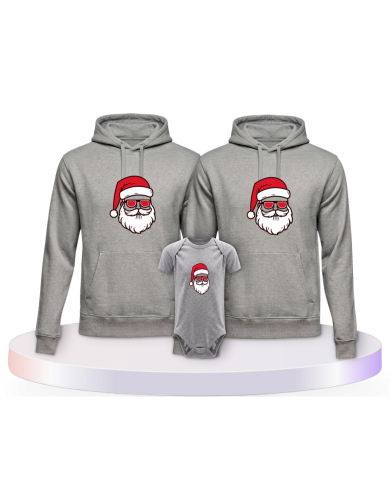 Familienlook Hoodies mit Weihnachtsmann Cool Christmas | Paarpulli