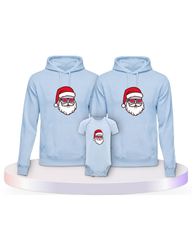 Familienlook Hoodies mit Weihnachtsmann Cool Christmas | Paarpulli