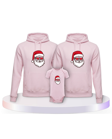 Familienlook Hoodies mit Weihnachtsmann Cool Christmas | Paarpulli
