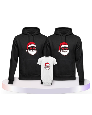 Familienlook Hoodies mit Weihnachtsmann Cool Christmas | Paarpulli