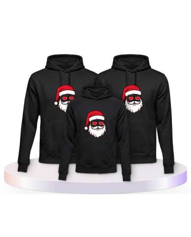 Familienlook Hoodies mit Weihnachtsmann Cool Christmas | Paarpulli