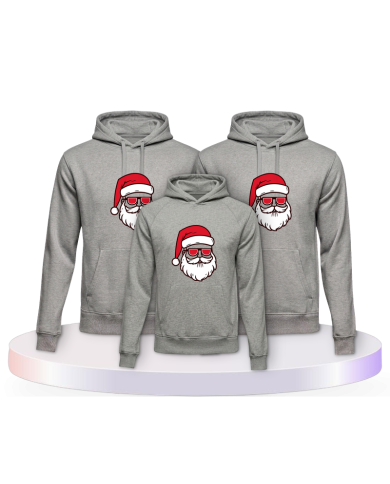 Familienlook Hoodies mit Weihnachtsmann Cool Christmas | Paarpulli