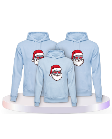 Familienlook Hoodies mit Weihnachtsmann Cool Christmas | Paarpulli