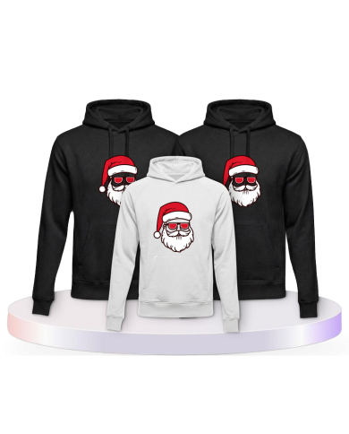 Familienlook Hoodies mit Weihnachtsmann Cool Christmas | Paarpulli
