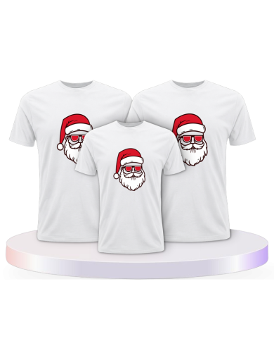 Familienlook T-Shirts mit Weihnachtsmann Cool Christmas | Paarpulli