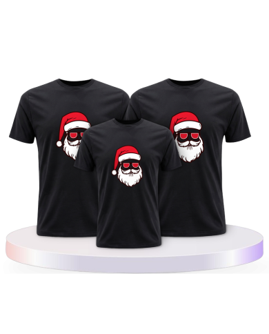 Familienlook T-Shirts mit Weihnachtsmann Cool Christmas | Paarpulli