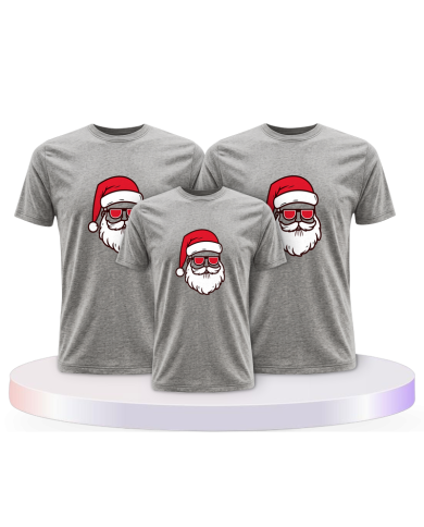 Familienlook T-Shirts mit Weihnachtsmann Cool Christmas | Paarpulli