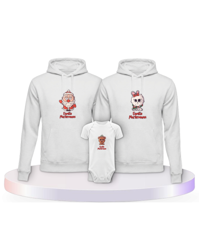 Weihnachten süße Tiere Mit Wunschname + Familien Hoodies | Paarpulli