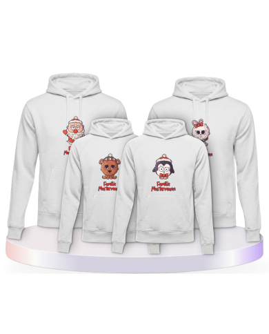 Weihnachten süße Tiere Mit Wunschname Familienset Hoodies | Paarpulli