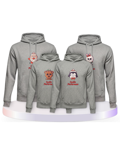 Weihnachten süße Tiere Mit Wunschname Familienset Hoodies | Paarpulli